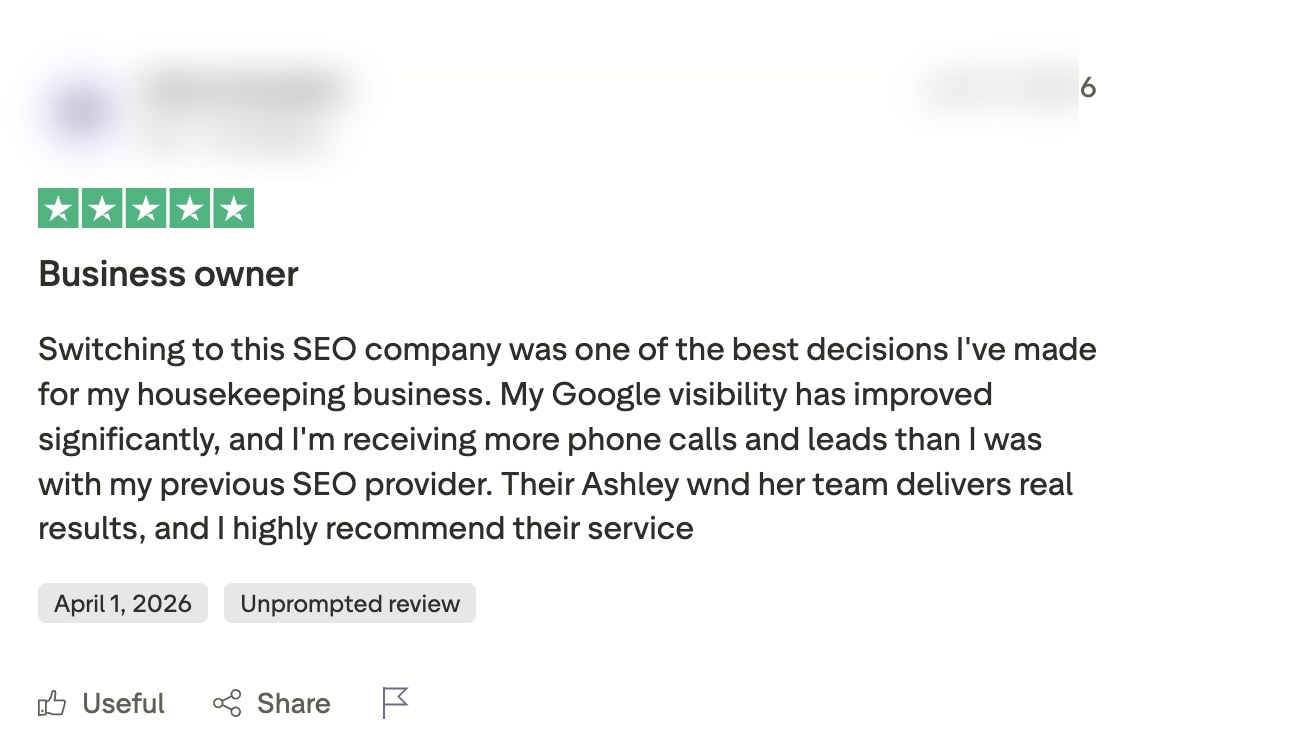Original Trustpilot review screenshot (anonymised)