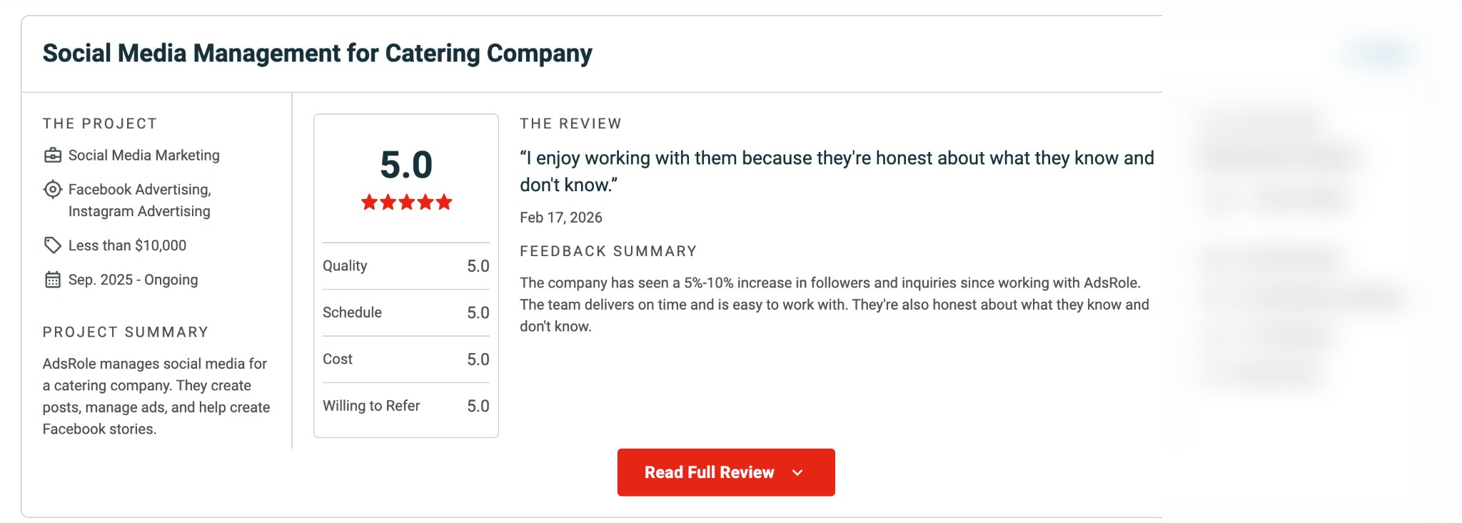 Original Clutch review screenshot (anonymised)