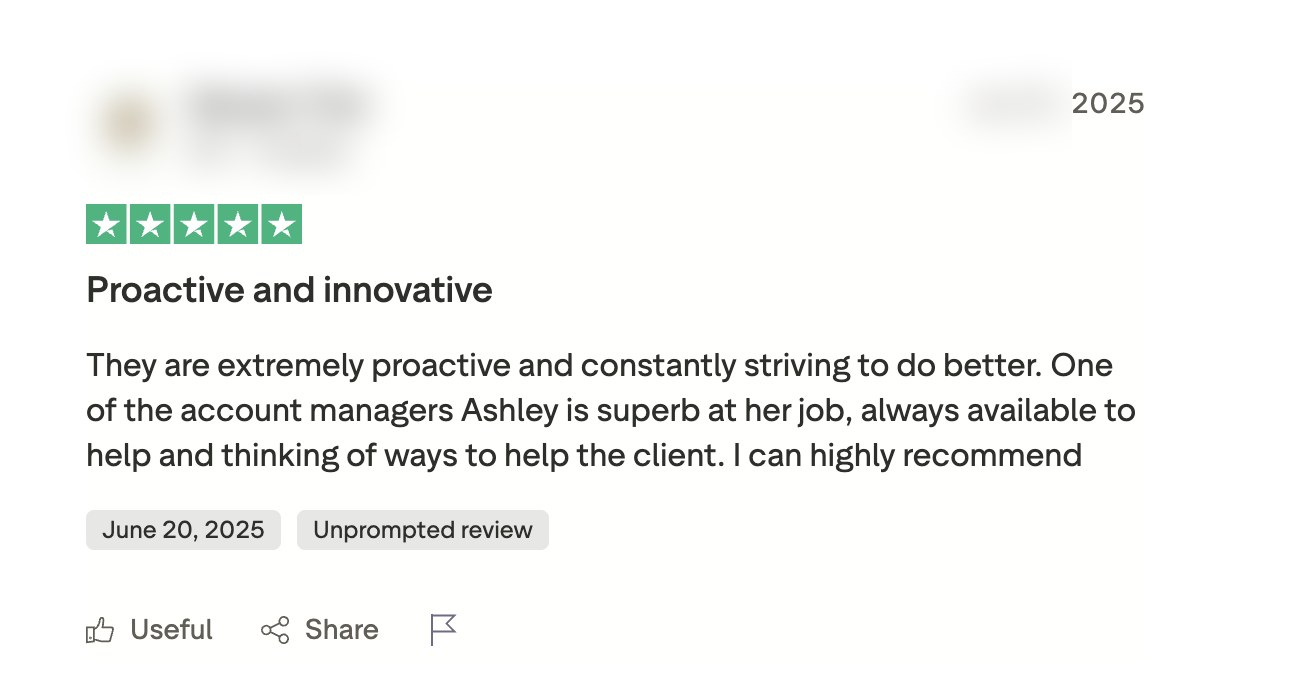 Original Trustpilot review screenshot (anonymised)