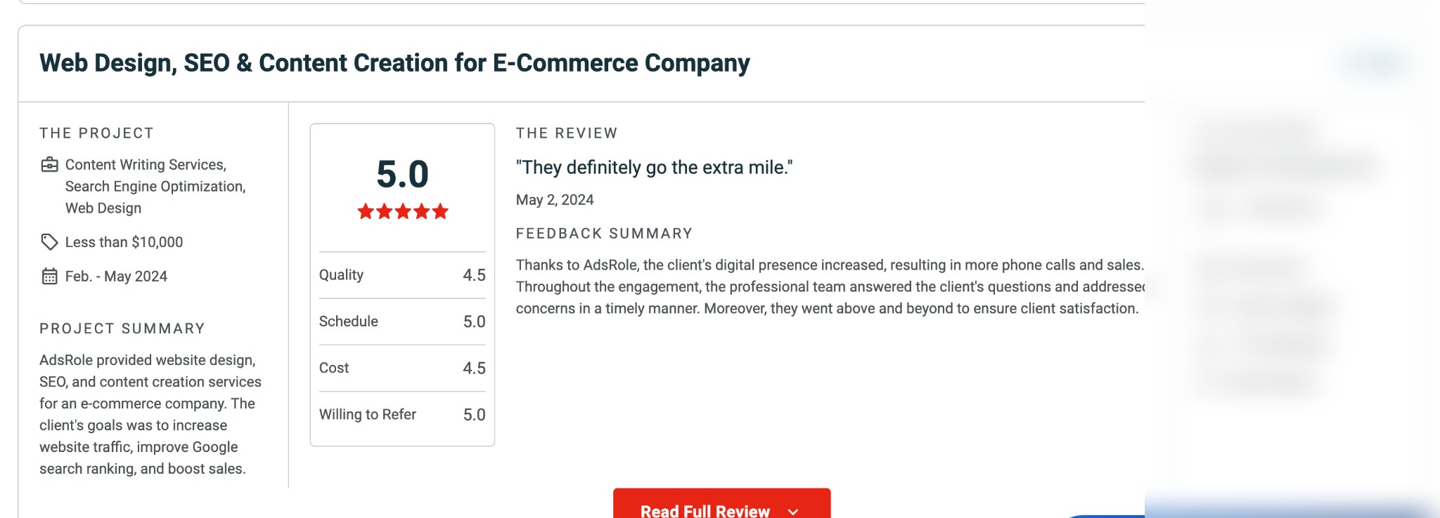 Original Clutch review screenshot (anonymised)